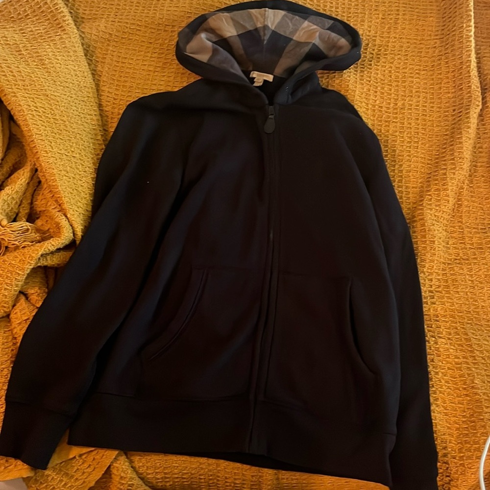 Burberry Brit Men’s Zip-Up Hoodie with Checkered Lining - Large